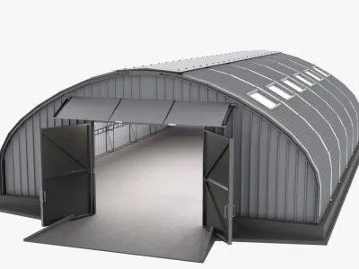 Arched hangar Free low-poly 3D model