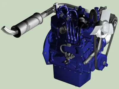 Popular 3-cylinder diesel engine 3D model