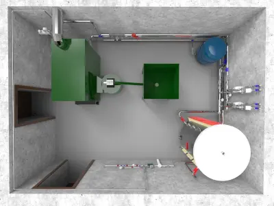Industrial Boiler Room on wood pellets 3D model