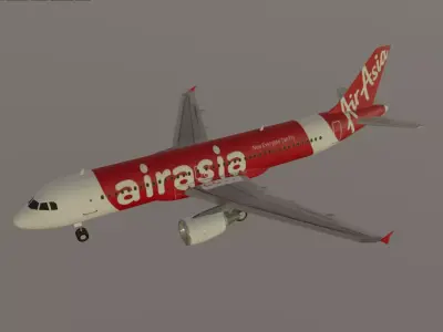 Air Asia airbus a320-214-216 low poly 3D model Low-poly 3D model
