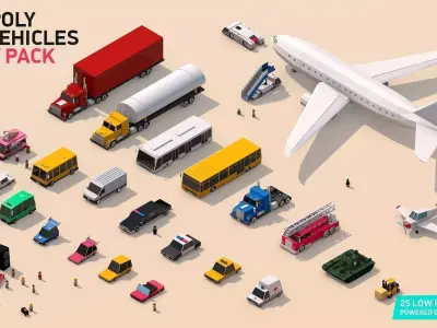 3D model Low Poly City Vehicles Party Pack Low-poly 3D model