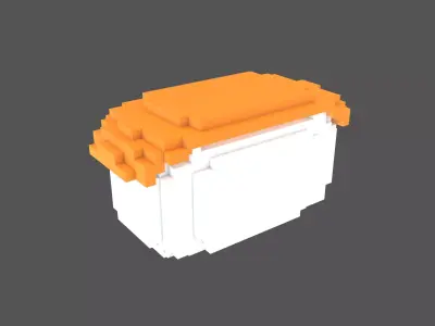 Voxel Salmon Sushi v1 001 Low-poly 3D model