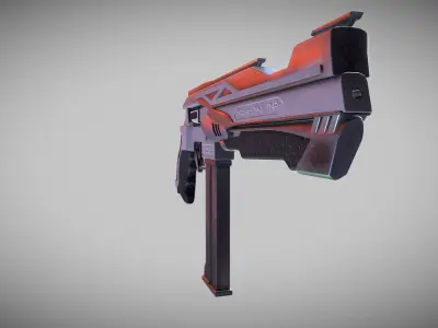 Cyberpunk Tactical Machine Pistol Low-poly 3D model