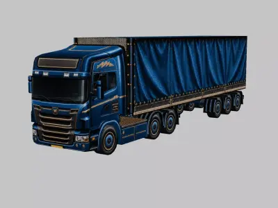 Cargo Semi Truck 3D Model 09 Low-poly 3D model