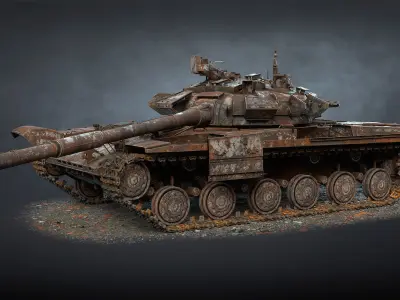 Tank T-64BM Bulat Destroyed Low-poly 3D model