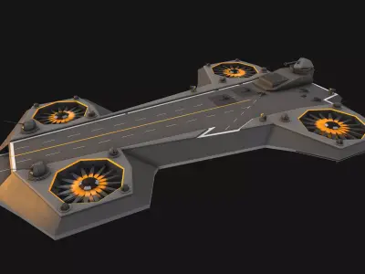 Flying aircraft carrier Low-poly 3D model