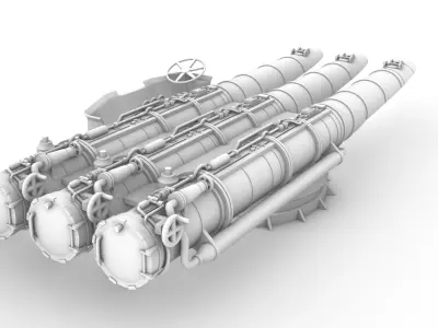 scale 1-200 Ijn Tone Type 92 torpedo tube scale 1-200 3D print model