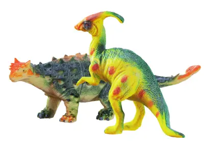 Two Toys Dinosaurs Parasaurolophus and Euplocephalus 3D model