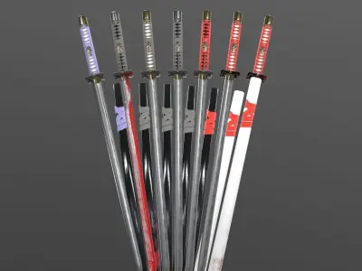 Ninjato PBR Free set Free low-poly 3D model