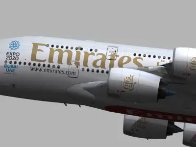 Airbus A380-8 Emirates airlines Expo 2020 livery Low-poly 3D model
