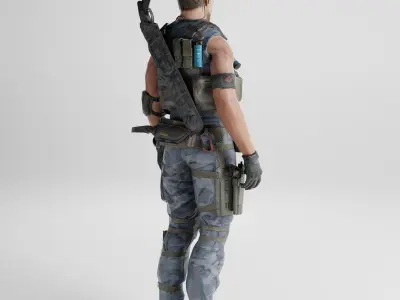 Servival Game Ready rigged character Low-poly 3D model