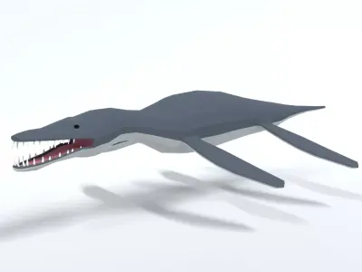Low Poly Cartoon Liopleurodon Low-poly 3D model