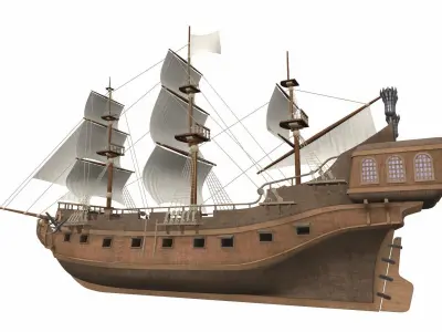 Pirate sailing ship black pearl 3D model