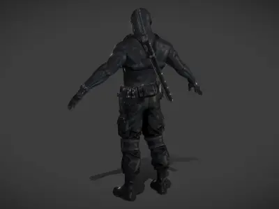 Ninja Dark Soldier Low-poly 3D model