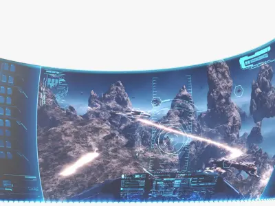 Curved Holographic Display Blue 3D model