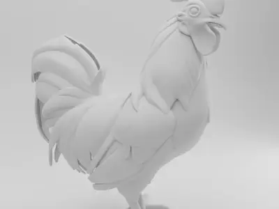 Glossy Pink Rooster Vibrant Fantasy Bird Shiny Surface Low-poly 3D model