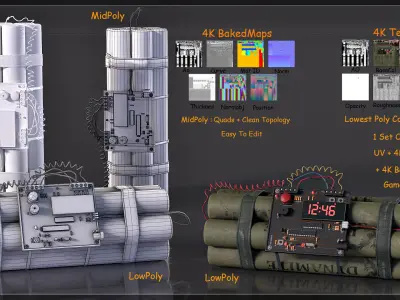 Explosive Pack Vol 1-GameReady Low-poly 3D model