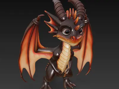 Dragon Character Realistic 3D Model Basic - Low Poly Realistic Low-poly 3D model