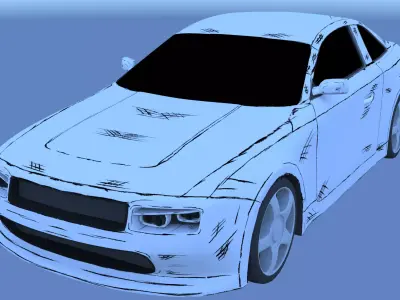 Black and White car Free low-poly 3D model