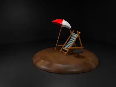 Parasol beach 3d modeiln Low-poly 3D model