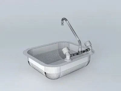 Cuba / Sink and Faucet Steel Free 3D model