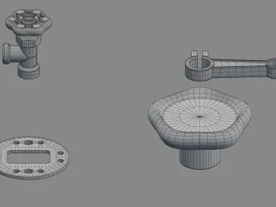 Hard Surface Kitbash free sample Free low-poly 3D model