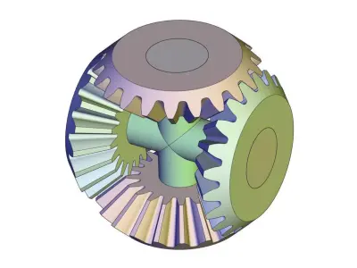 Straight Four Bevel Gear transmission-T20m1 Free 3D print model