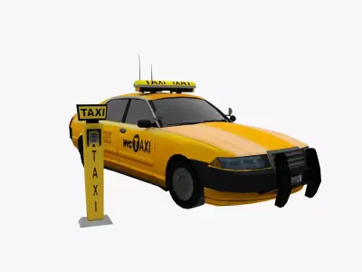 New York taxi car Low-poly 3D model