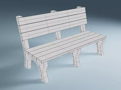 Wooden Street Park Bench Collection 3 Variations Bundle Pack 3D model