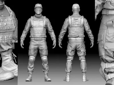 Soldier Outfit - Marvelous Designer Project 3D model