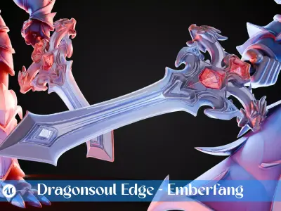 Stylized Sword - Dragonsoul Edge Emberfang - Game Ready 3D model
