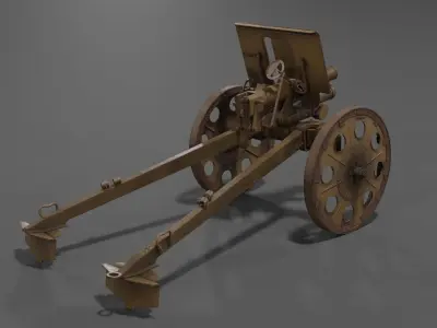Type 92 Battalion Gun Light Howitzer Low-poly 3D model