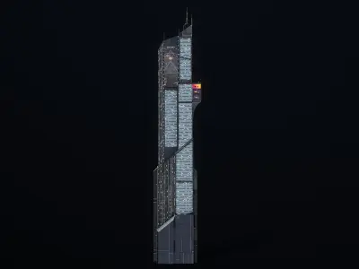 Sci-Fi Futuristic Skyscraper PBR 11 3D model