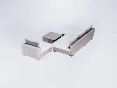 Low Poly Outdoor Lounge Set - Garden Furniture Collection 3D model