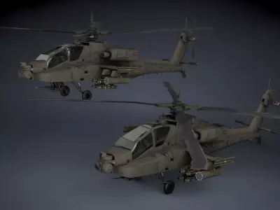 AH-64A Apache Low-poly 3D model