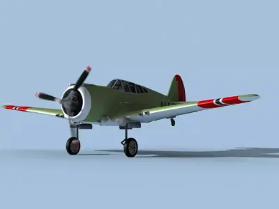 Curtiss H-75C Mohawk V16 Norway 3D model