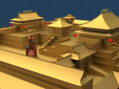 Chinese ancient Tiananmen Beijing Forbidden City 3D model