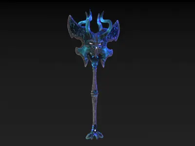 Viking Axe Skull Low-poly 3D model