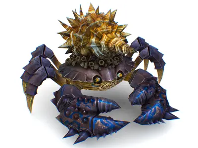 Blue Giant Crab Shell Crayfish Arthropods Sea Animal Low-poly 3D model