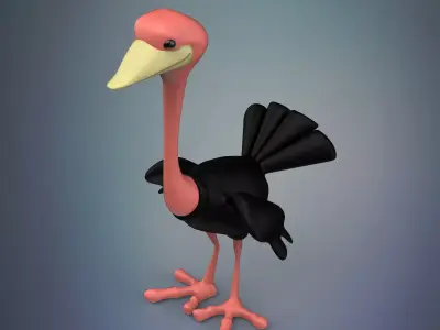 Cartoon Ostrich 3D model