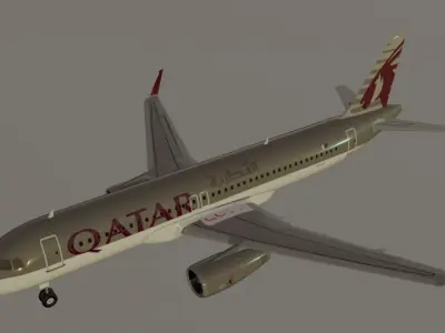 Qatar Airways Airbus a320-232 low poly 3D Model  Low-poly 3D model