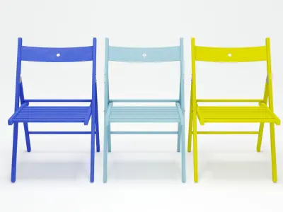 Chair wooden folding Free low-poly 3D model