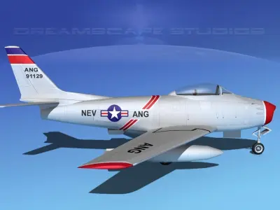 North American F-86 Sabre Jet V09 NEV ANG 3D model