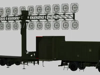 AMBER 1800 Ground-based mobile VHF-band radar Low-poly 3D model