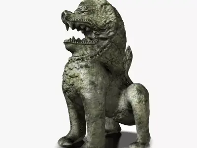 Cambodian stone lion Low-poly 3D model
