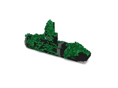 Voxel - Type2 Mossy Submarine Ship - Low-poly 3D Model Low-poly 3D model