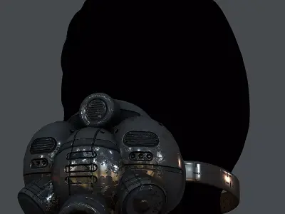 Gas mask helmet 3d model scifi Low-poly Low-poly 3D model