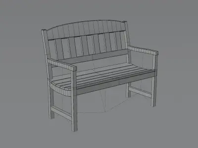 Outdoor Wood Bench 3D model