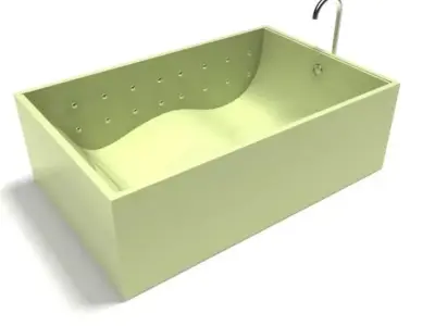 Modern Green Contoured Bathtub With Whirlpool Jets 3D model