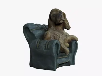 Cute Dog Statue Low-poly 3D model